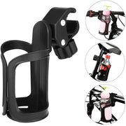 Bike Water Bottle Holder - Universal Bicycle Cup Holder, 360 Degrees Rotating Adjustable for Mountain Bike Stroller (Black)