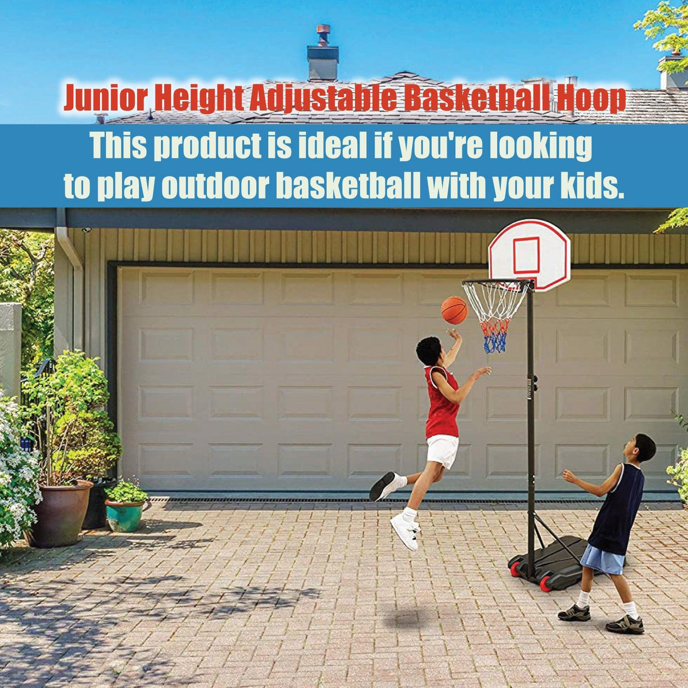 Portable Basketball Stand Junior Height Adjustable Basketball Hoop
