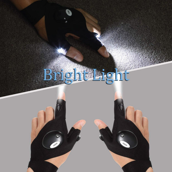 Rechargeable LED Flashlight Gloves - 4 LEDs Per Glove, 3 Lighting Modes For Cycling & Outdoor Activities