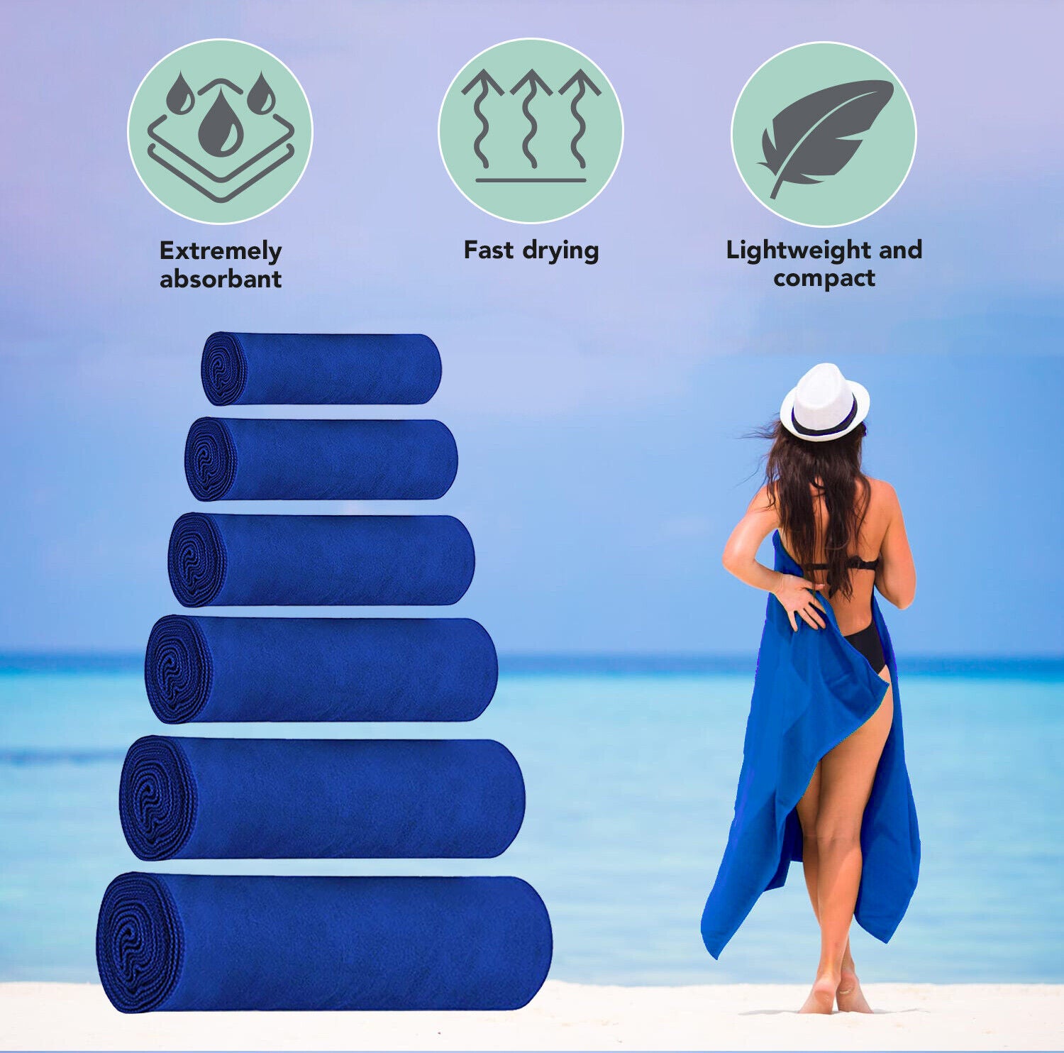 Eono Microfiber Towel - Perfect Sports Towel, Microfibre Towel, Perfect Sports Towel, Travel Towel, Swimming Towel, and Beach Towel, Fast Drying