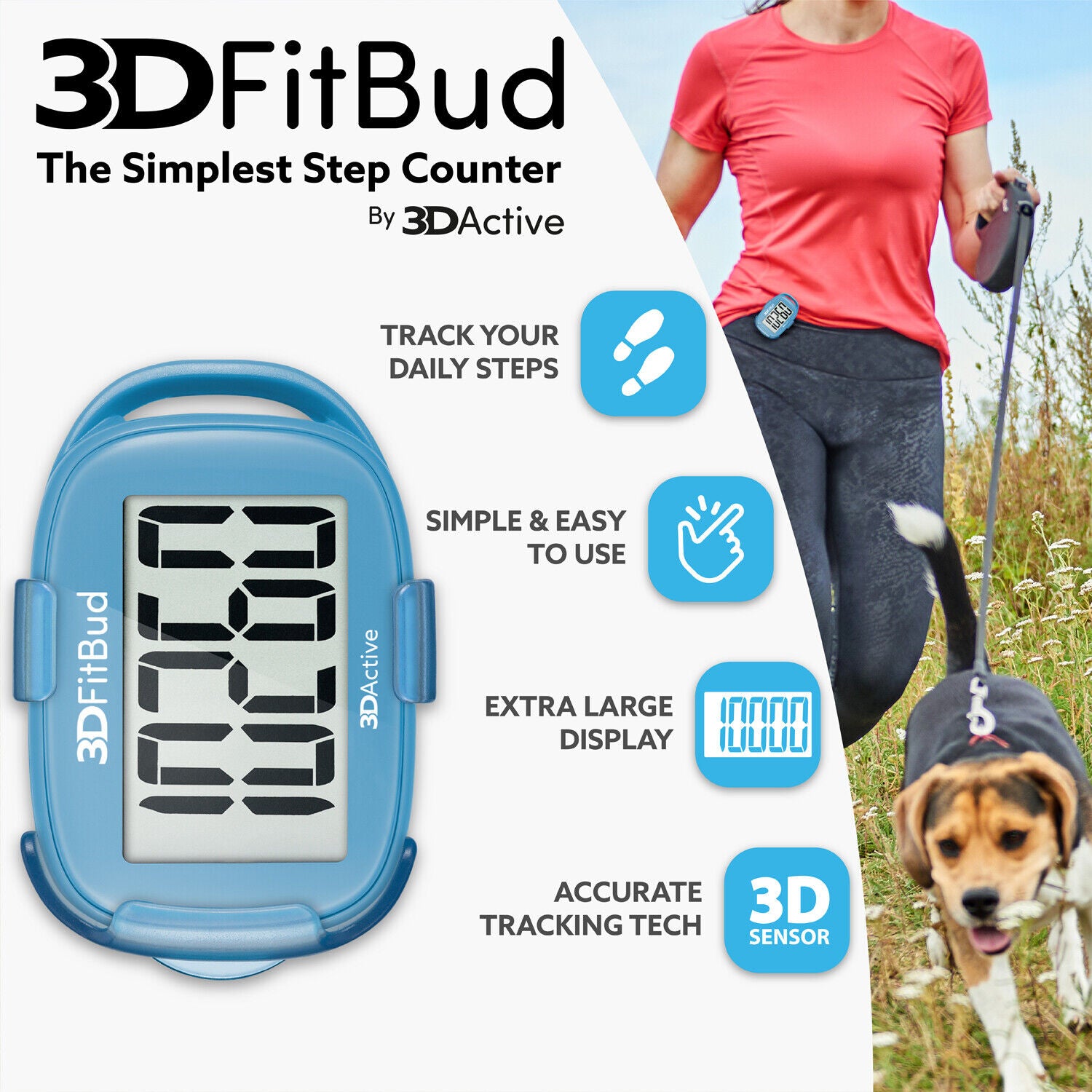 Simple Step Counter - Simple Step Counter Walking 3D Pedometer with Clip and Lanyard, A420S