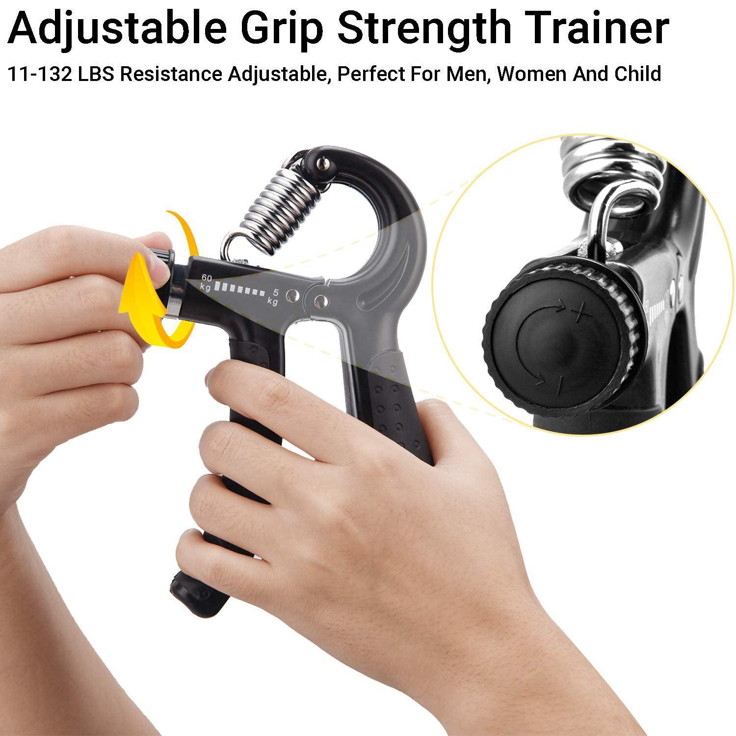 Adjustable Hand Grip Strengthener 2 Pack,Countable,Non Slip Grip Strength with Intelligent,Resistance 11-132 lbs for Athletes,Forearm, Fingers, Wrist