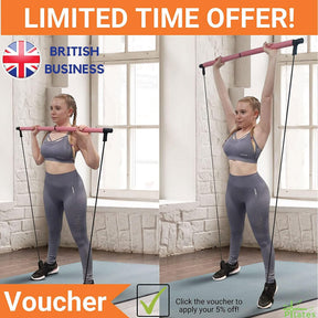 Portable Pilates Bar Kit - Workout Bar, | Gym Equipment for Home Use, Exercise Bar, Exercise Equipment for Women, Pilates Stick, Gym Stick